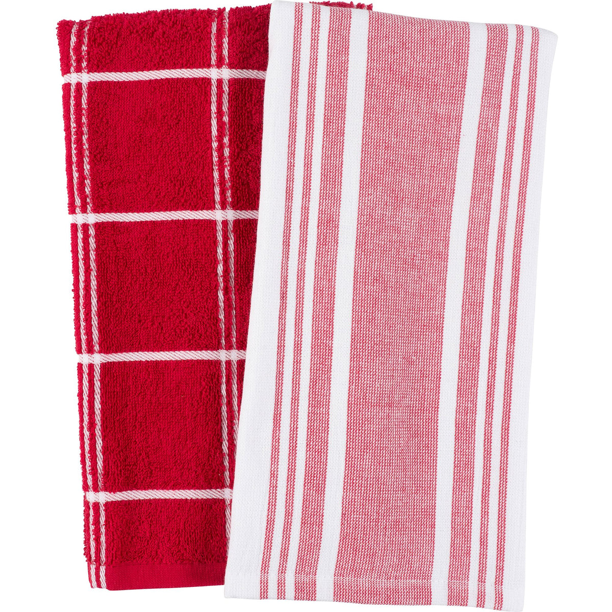 Cat Cora Terry Cotton Kitchen Towels Red, Set of 2