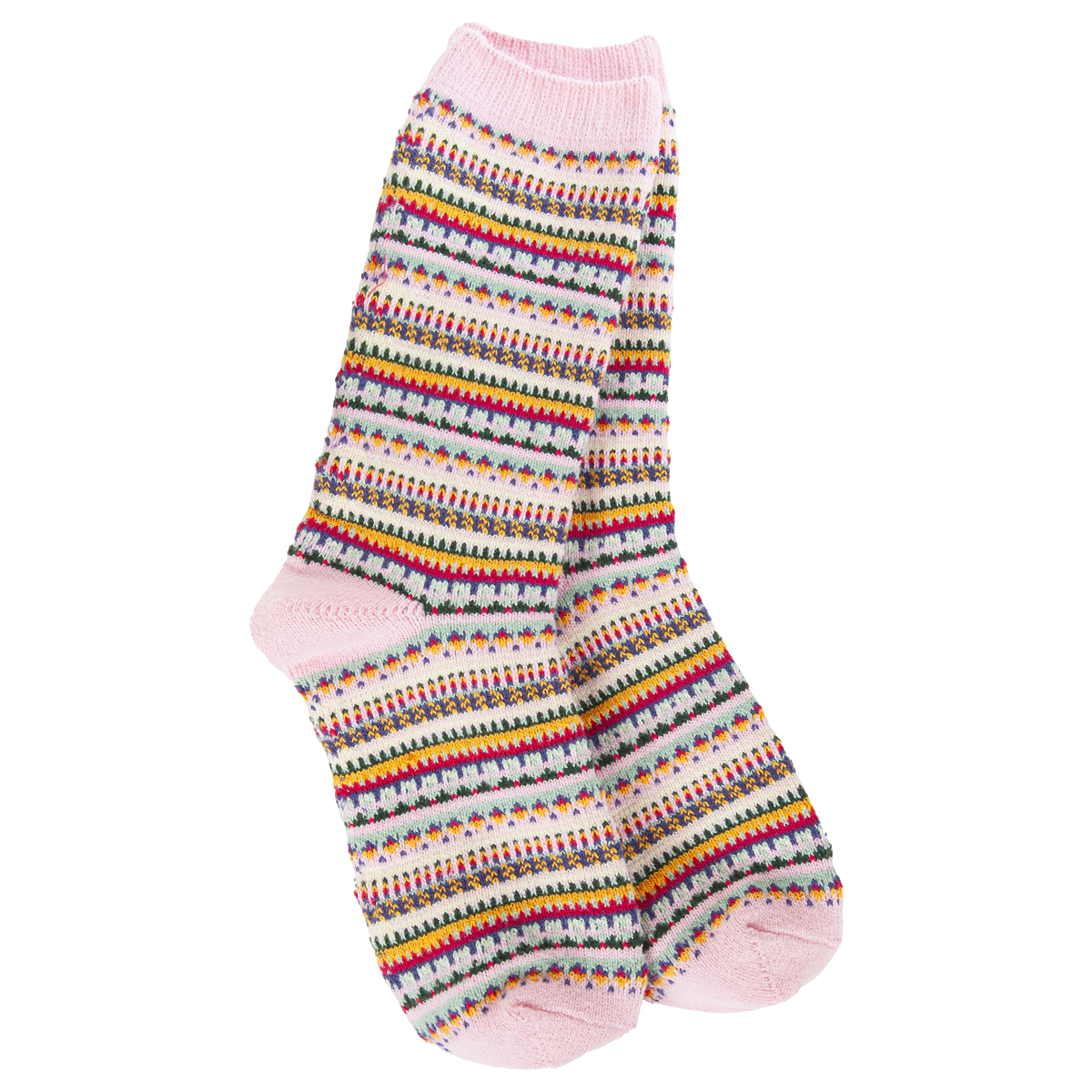 Boho Crew Socks in Pink Stripe