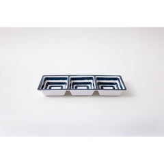 3-Section Taco Serving Tray in Coastal Stripe