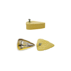 Cheese Shaped Container with Lid & 8 Appetizer Forks